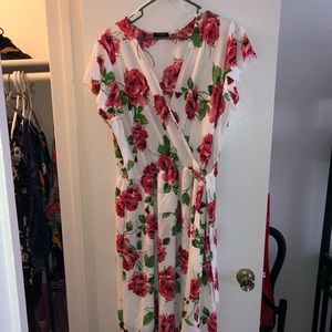 Floral White Dress with Roses
